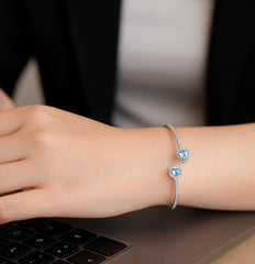 Zircon Kara Bracelet-06 (Silver) (Openable)