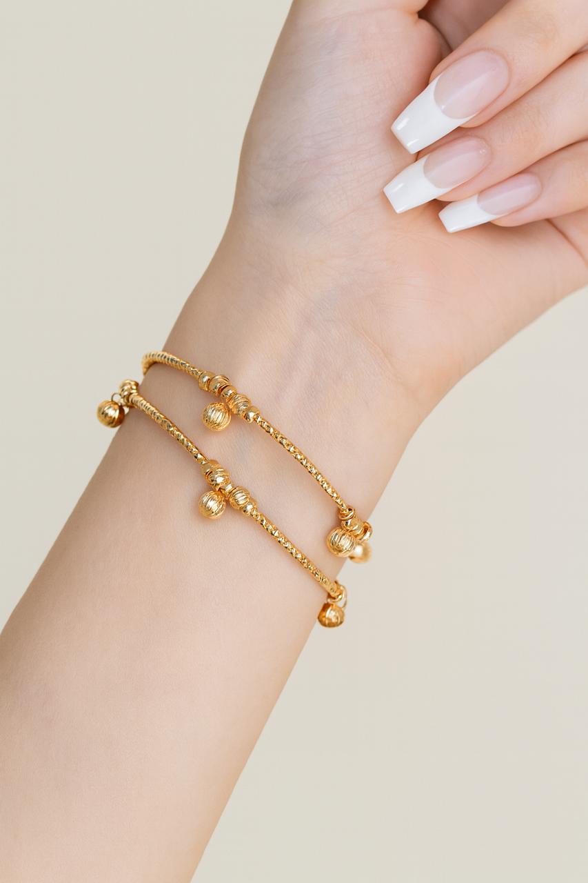 Zircon Kara Bracelet-08 (Golden) (Openable)