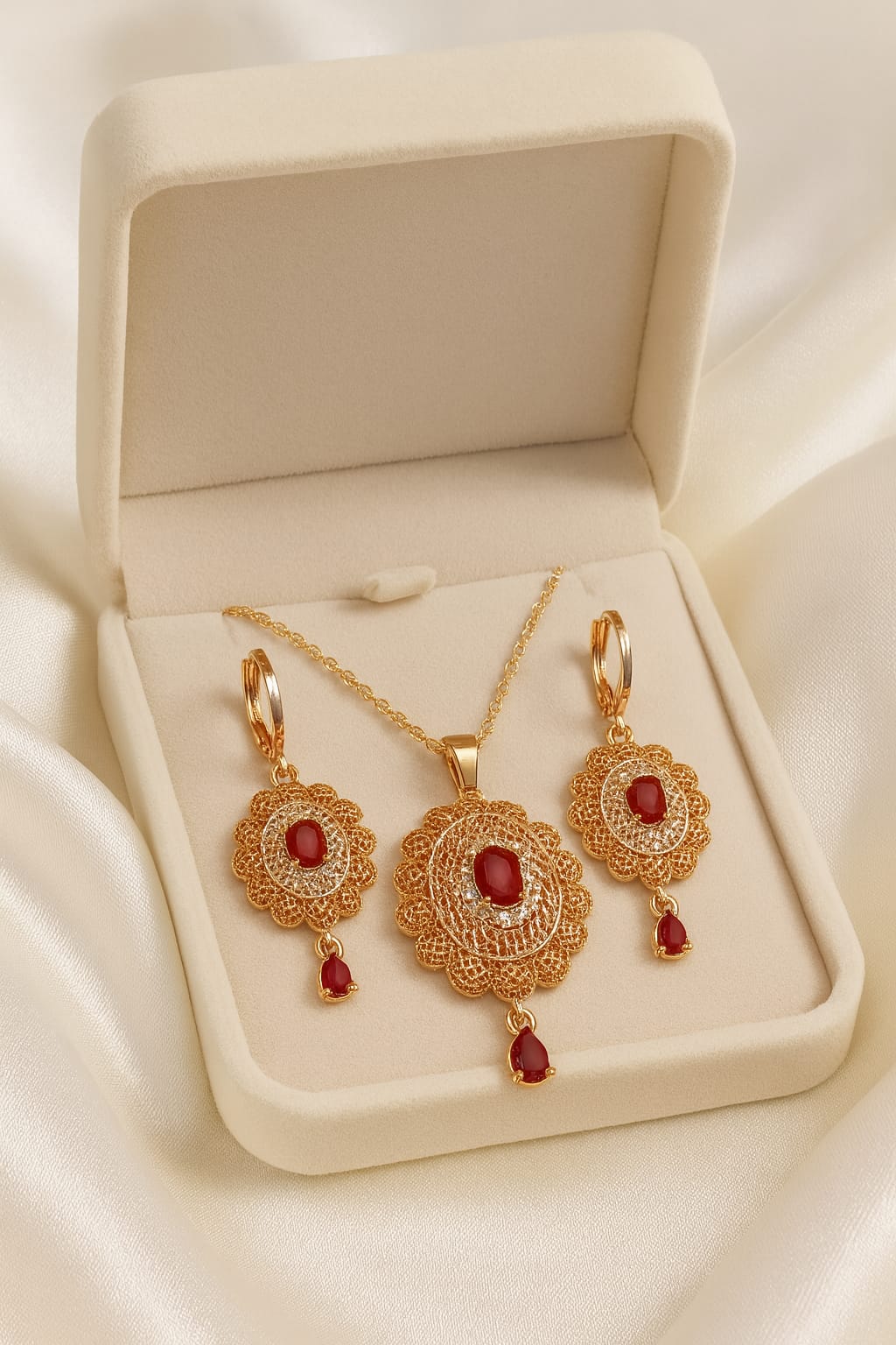 Zircon Locket Set-111 (Maroon)