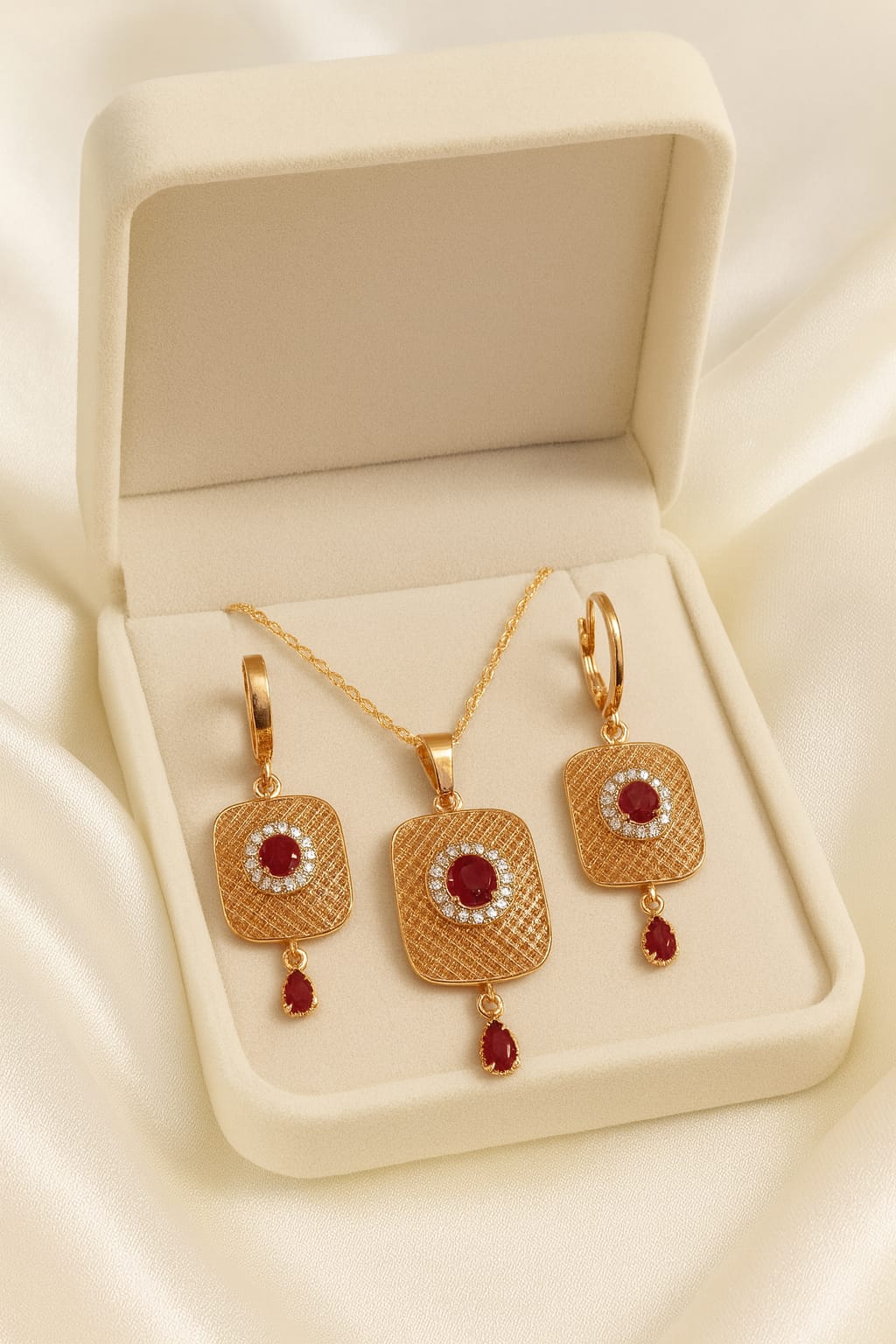 Zircon Locket Set-108 (Maroon)