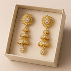 Zircon Hoop Bali Jhumka-13 (Golden)