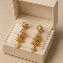 Zircon Hoop Bali Jhumka-14 (Golden)