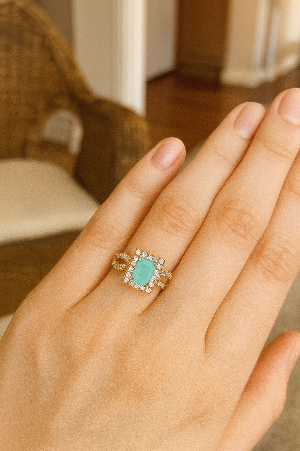 Zircon Ring-157 (Mint Green)