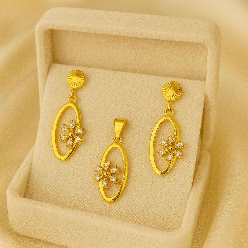Gold Plated Locket Set-07 (White)