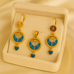 Gold Plated Locket Set-06 (Ferozi)