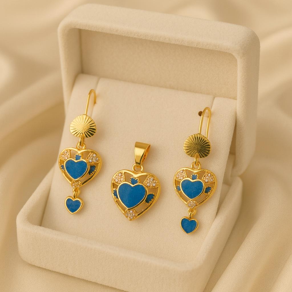 Gold Plated Locket Set-04 (Ferozi)