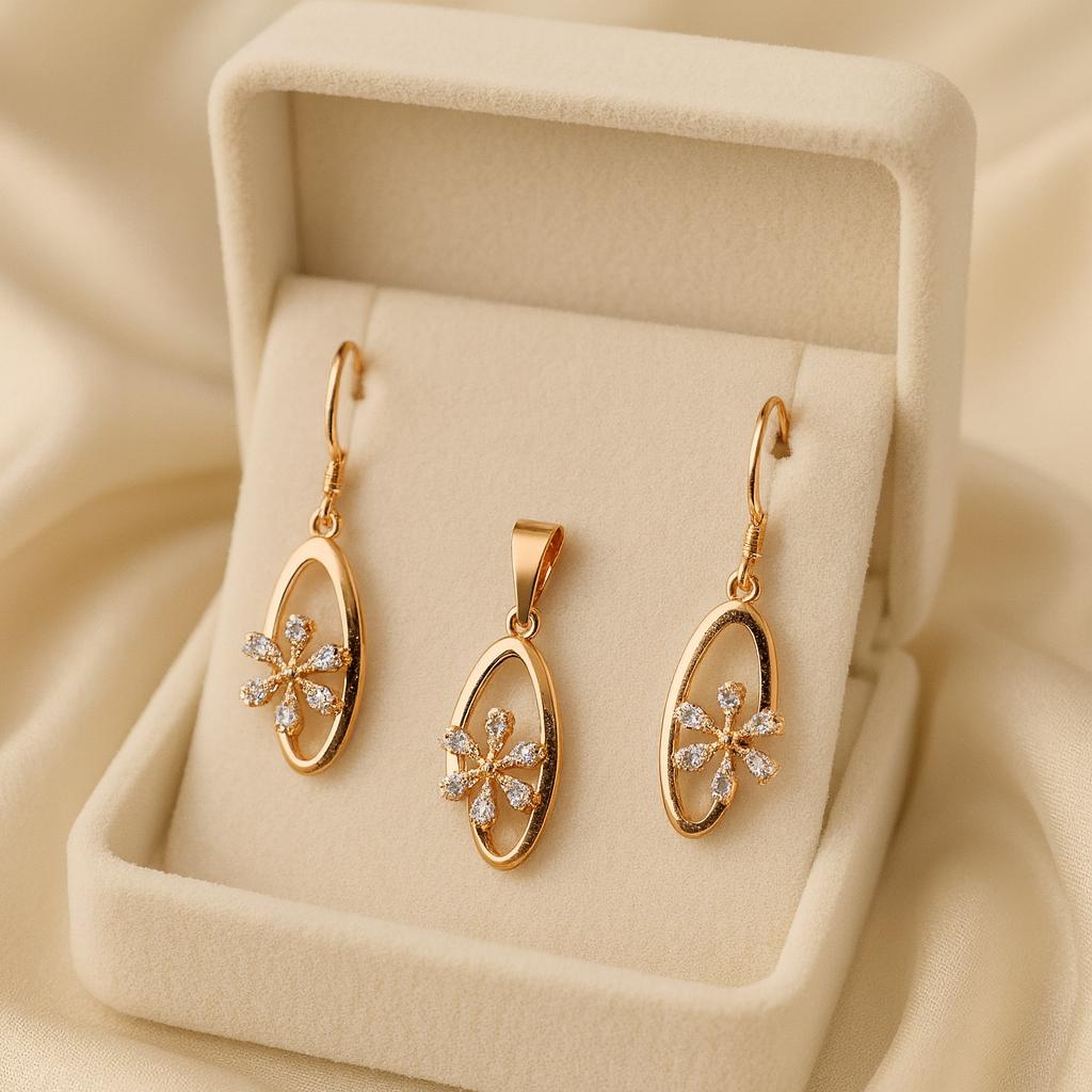 Gold Plated Locket Set-01 (Rose Gold)
