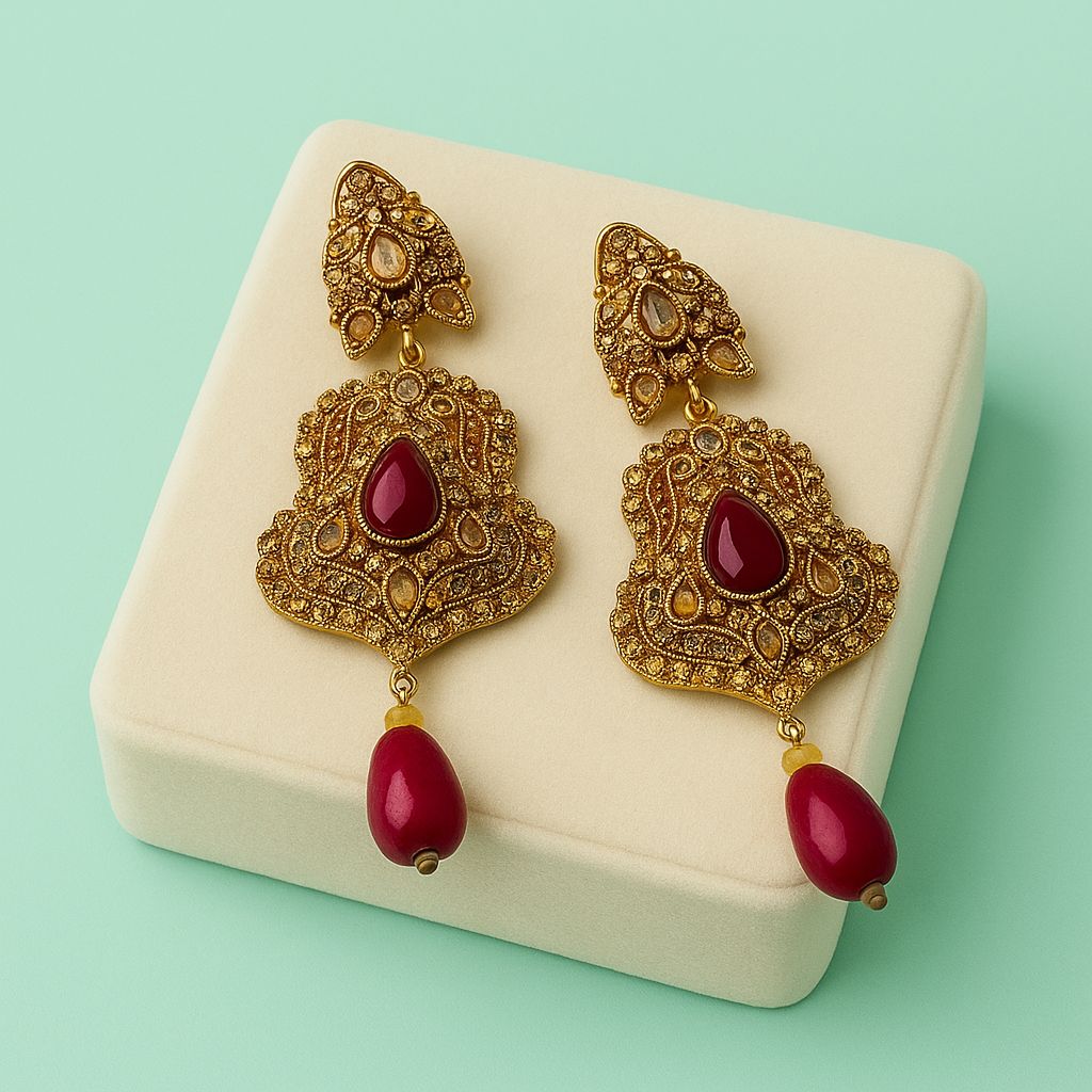 Fancy Earring-455 (Maroon)