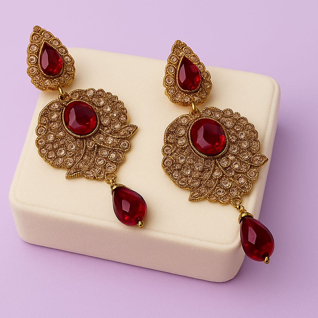 Fancy Earring-454 (Maroon)