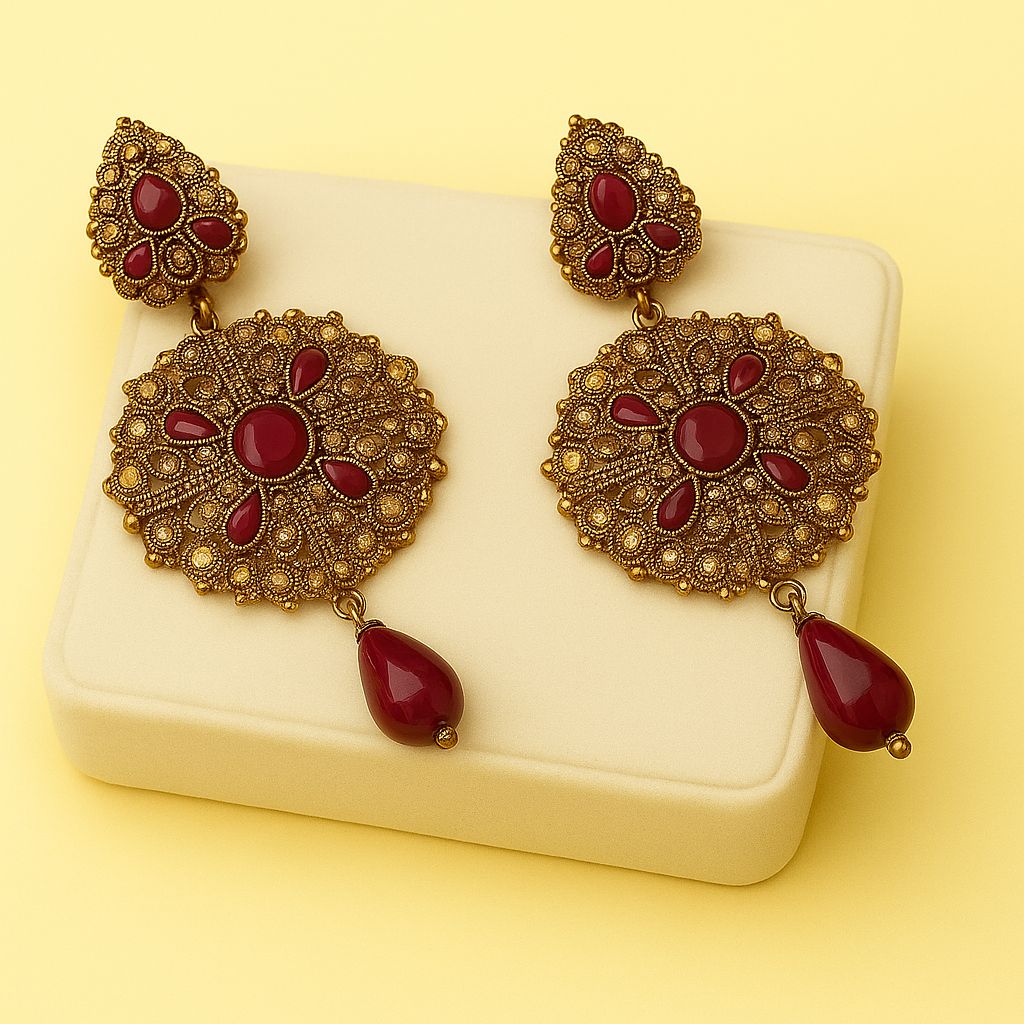 Fancy Earring-452 (Maroon)