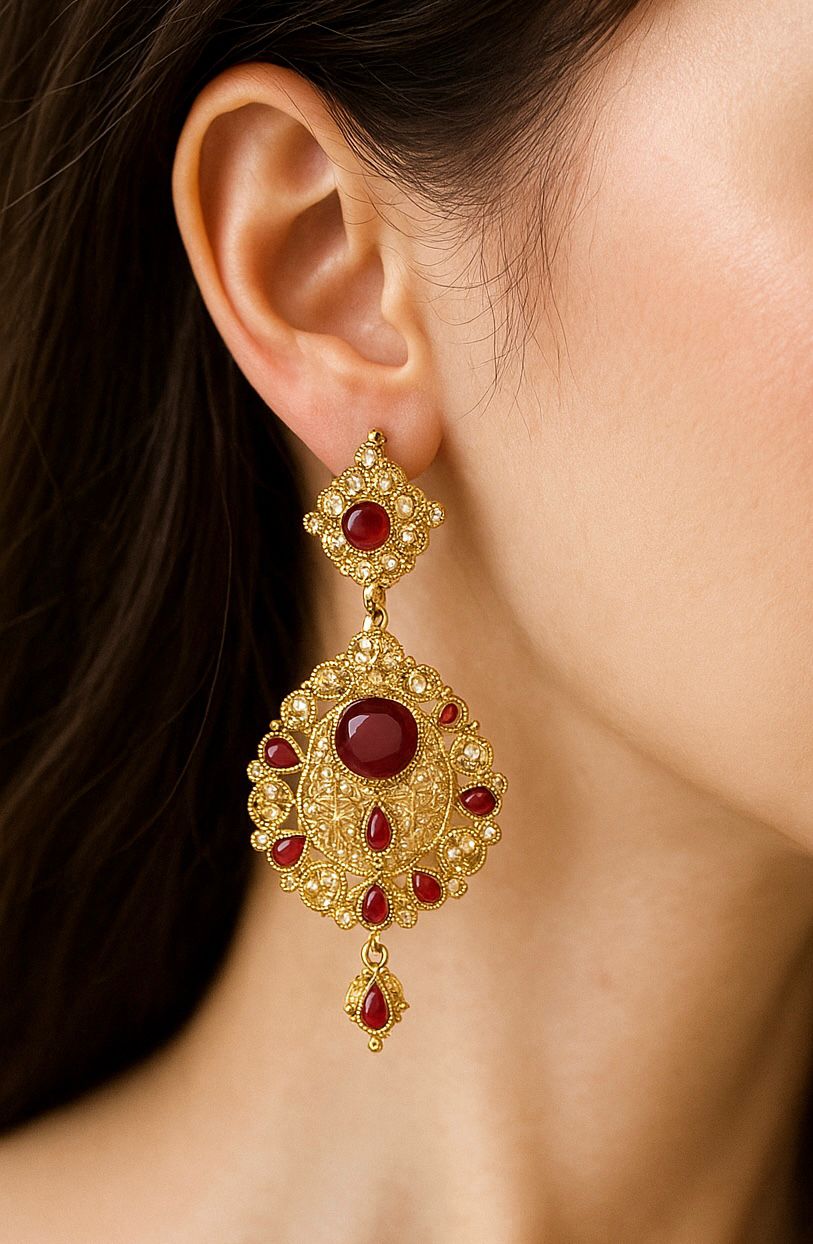 Fancy Earring-449 (Maroon)