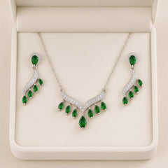 Zircon Locket Set-116 (Silver) (Green)