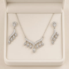 Zircon Locket Set-116 (Silver) (White)