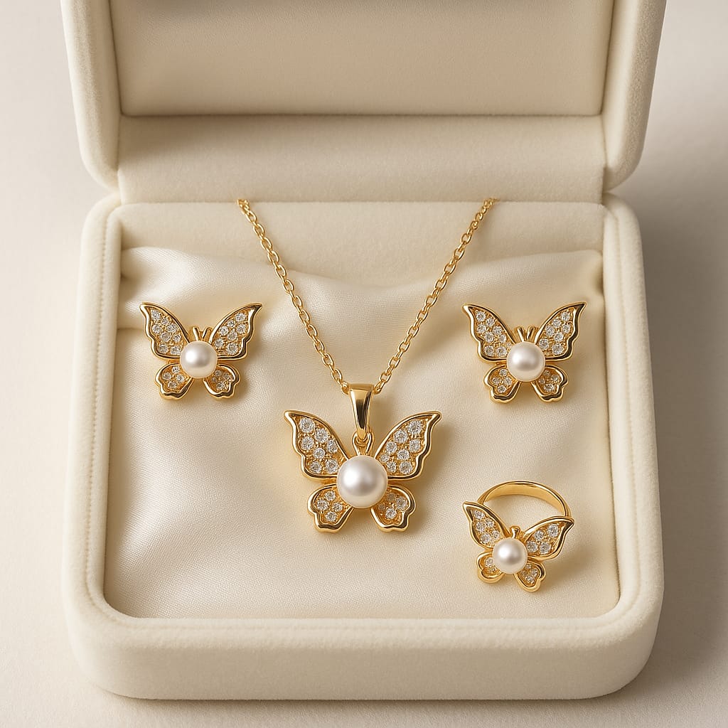 Zircon Locket Set-115 (Golden)