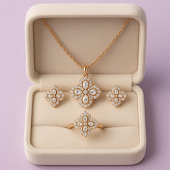 Zircon Locket Set-117 (Golden) (White)
