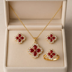 Zircon Locket Set-117 (Golden) (Maroon)