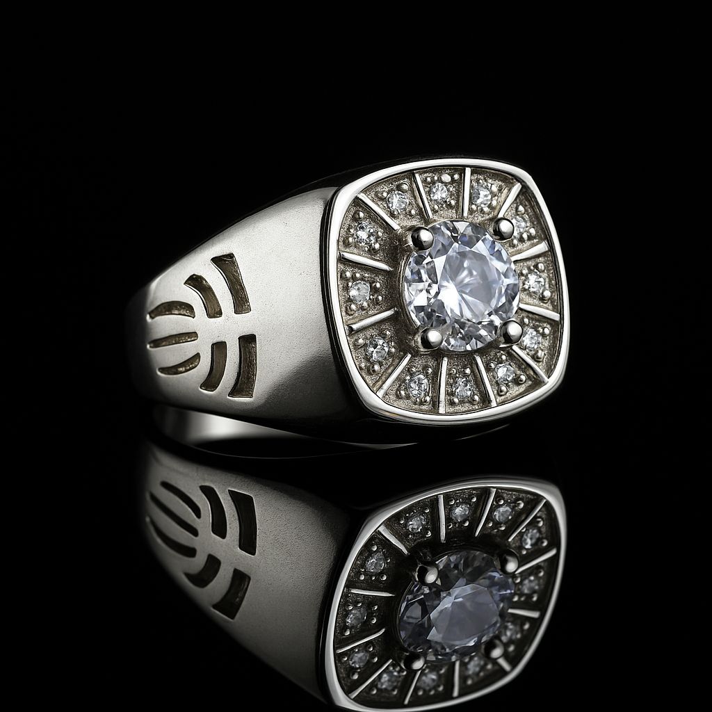 Zircon Ring-185 (Silver) (Men)