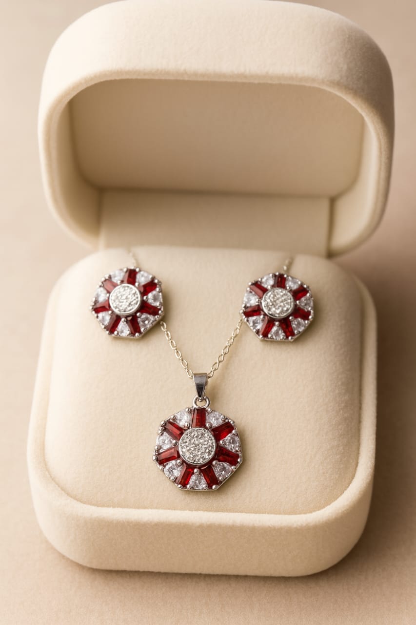 Zircon Locket Set-120 (Maroon)