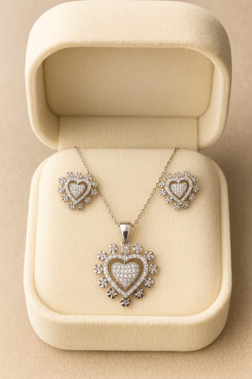 Zircon Locket Set-122 (Silver)