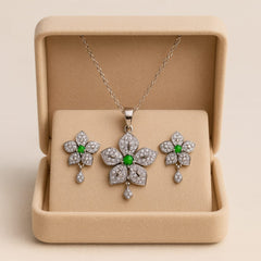 Zircon Locket Set-124 (Silver/green)
