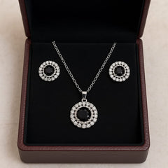 Zircon Locket Set-125 (Silver/Black)