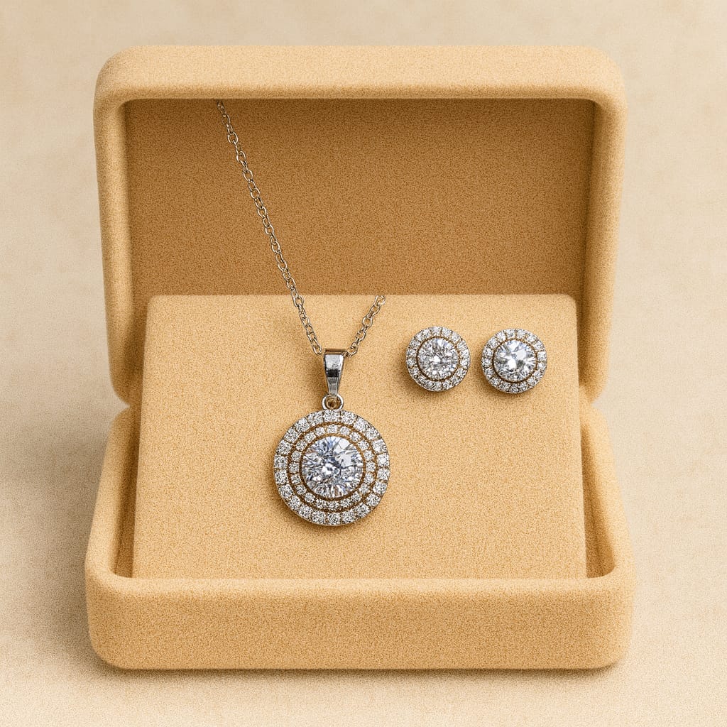 Zircon Locket Set-125 (Silver)