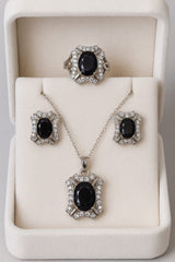 Zircon Locket Set-127 (Silver/Black)