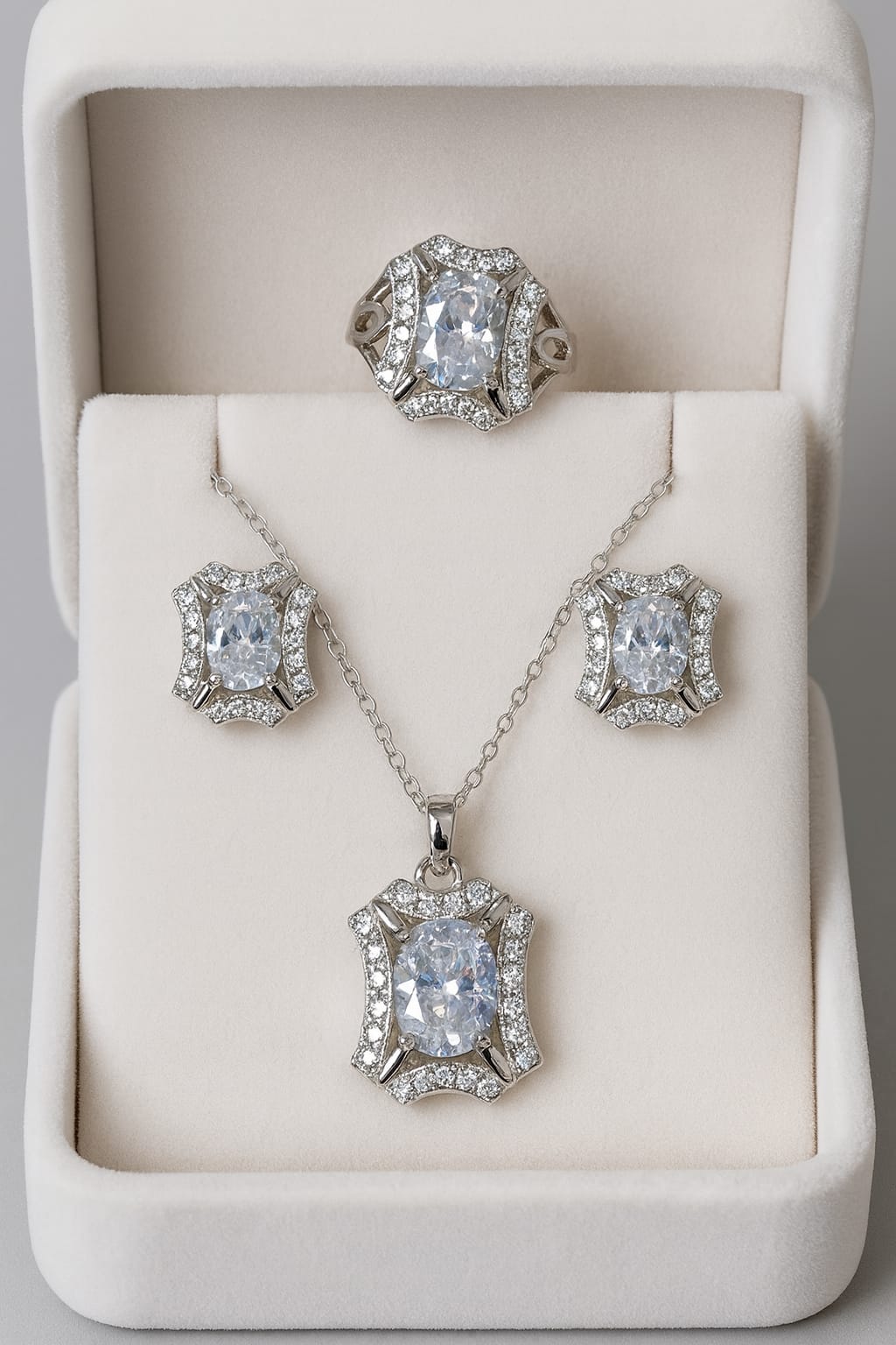 Zircon Locket Set-127 (Silver)