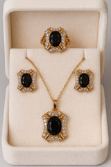Zircon Locket Set-127 (Golden/Black)