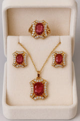 Zircon Locket Set-127 (Golden/Maroon)
