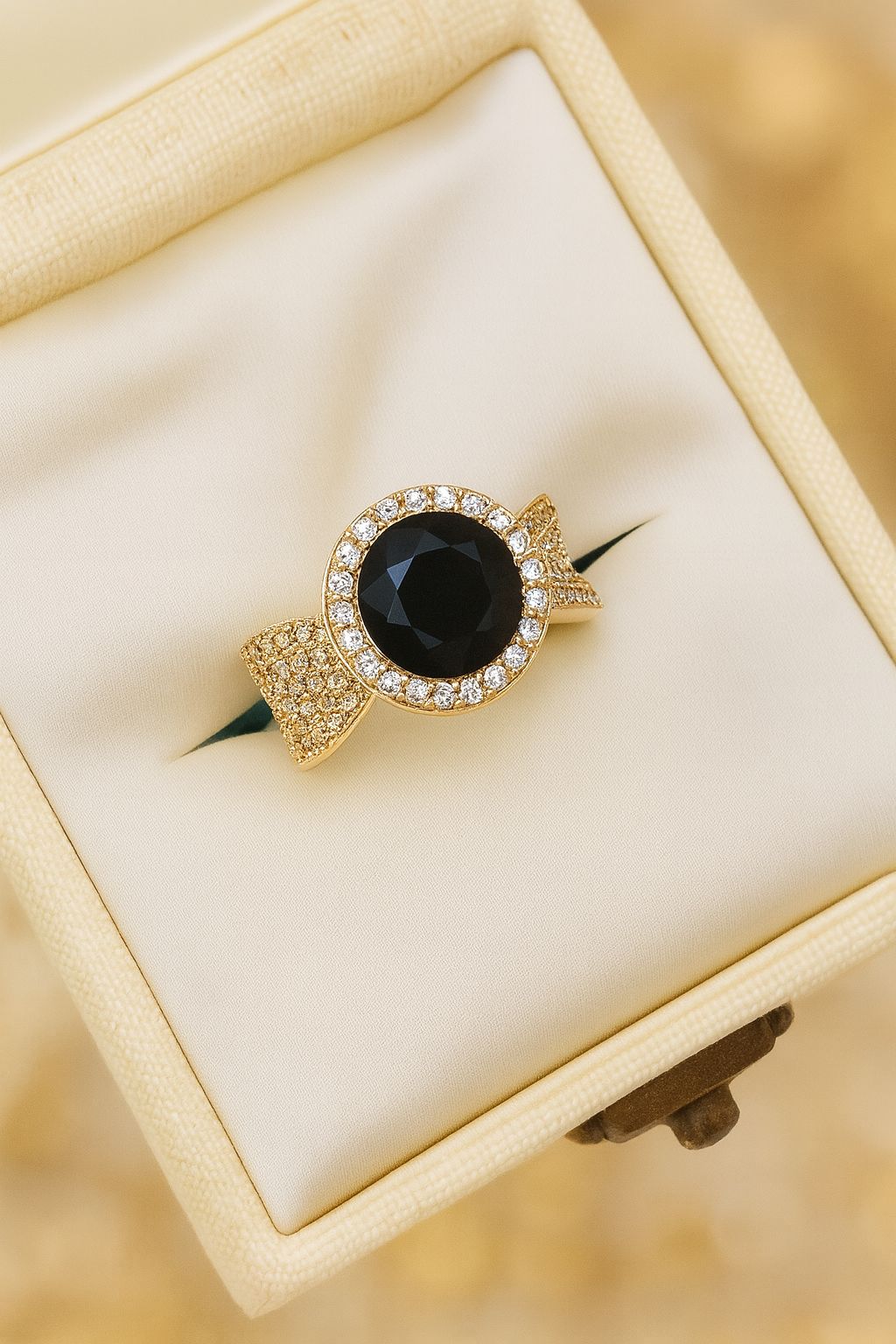 Zircon Flower Ring-206 (Black)