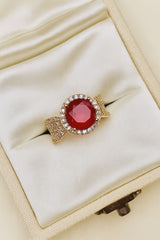 Zircon Flower Ring-206 (Maroon)