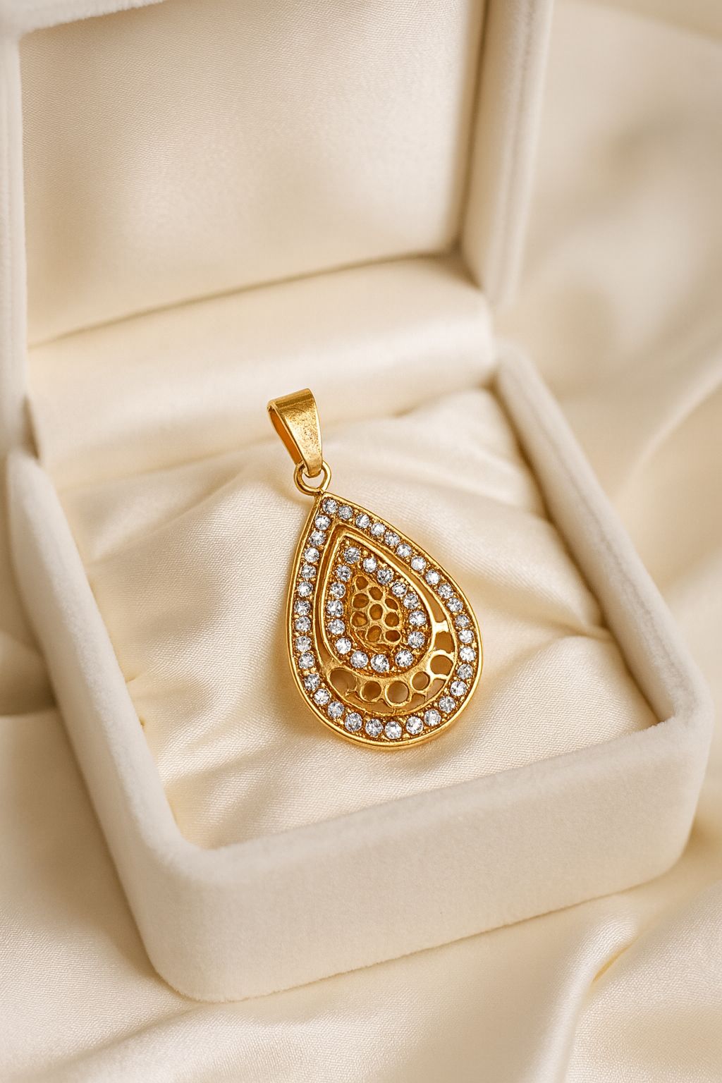 Chain Without Locket Zircon Locket without Chain-04 (Golden) – Rawayat Jewellery