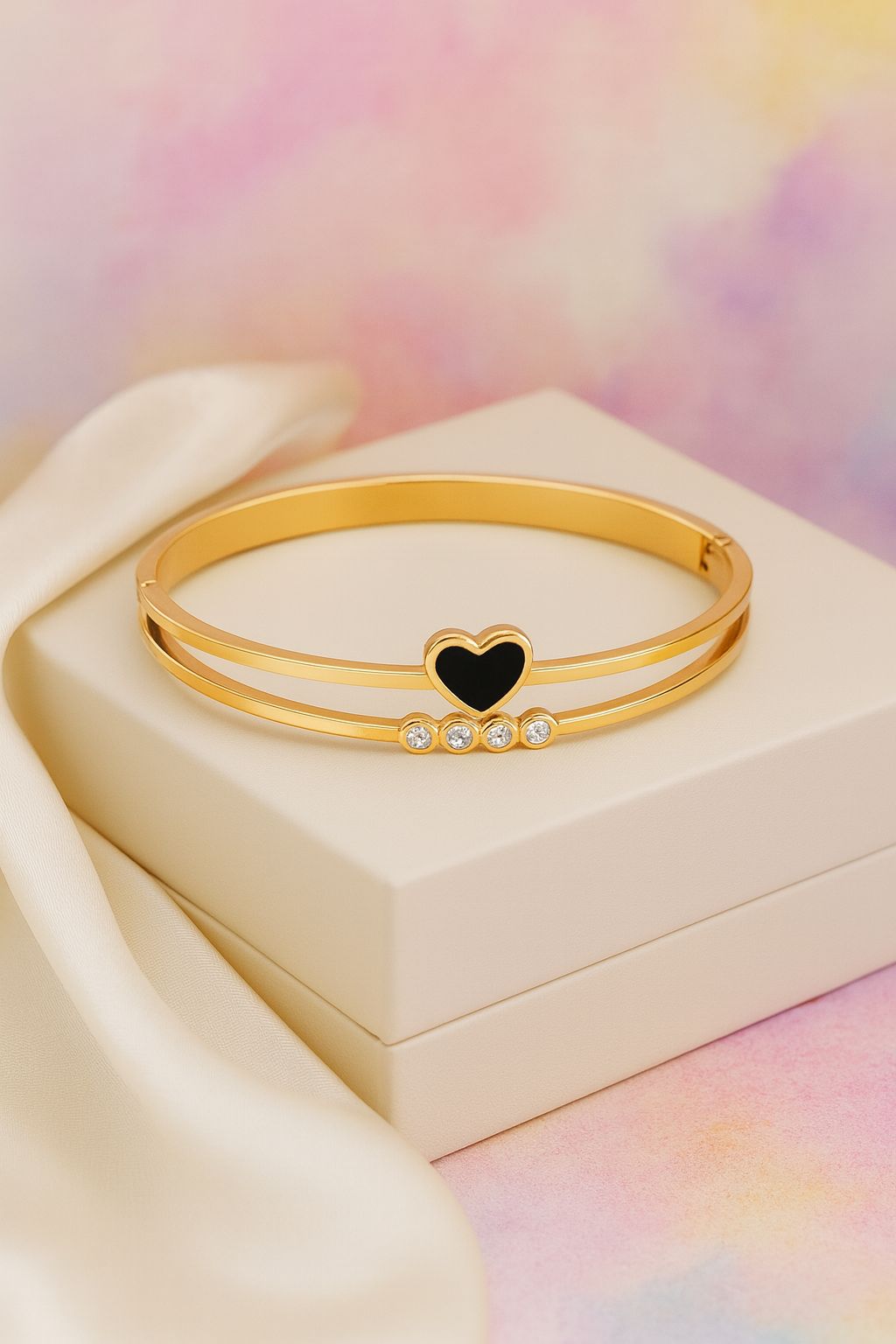 Stainless Steel Kara Bracelet-18 (Black)