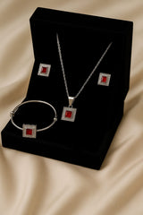 zircon locket set & Kara-02 (Silver/Maroon)