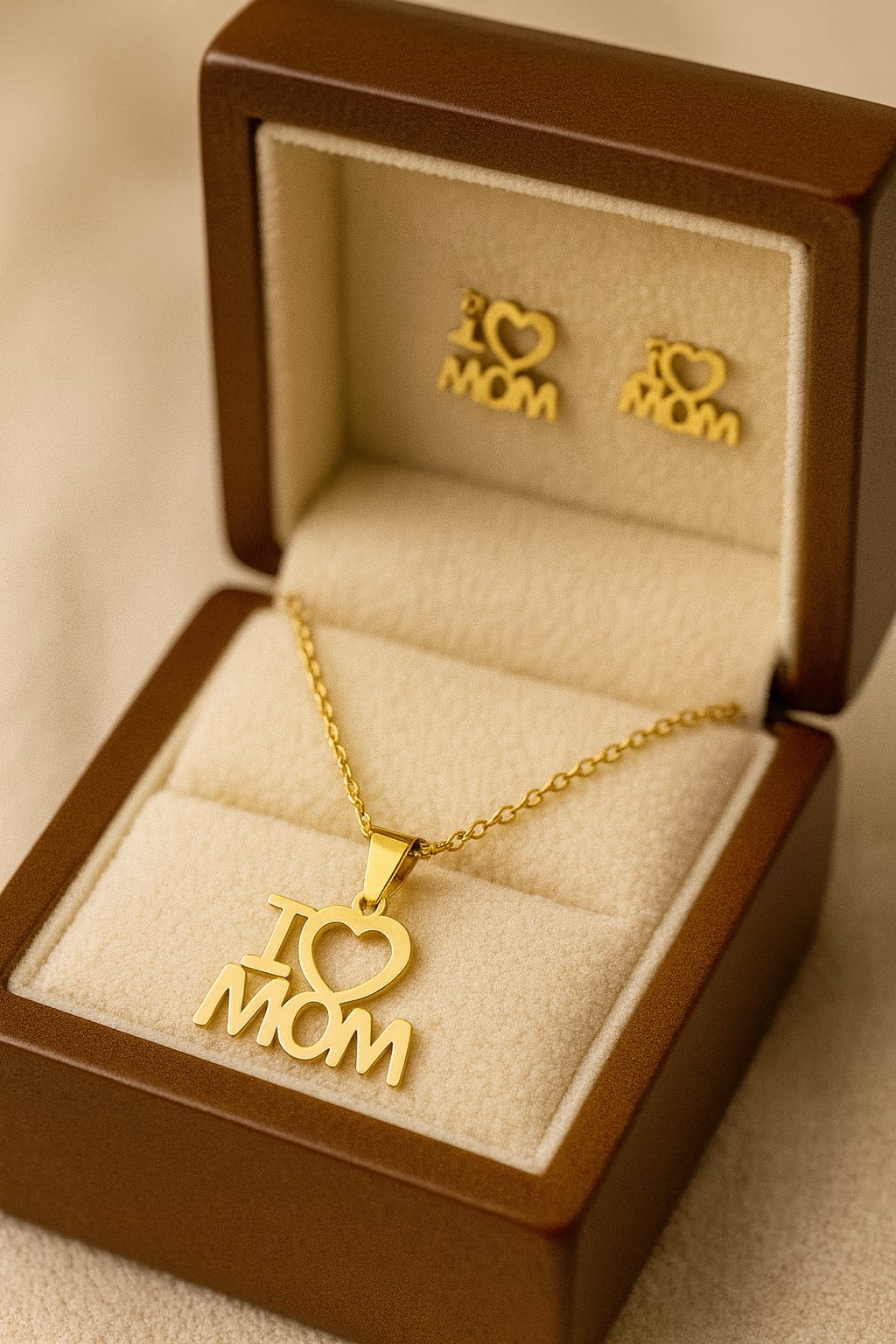 I Love Mom Pendant-01 (Golden)