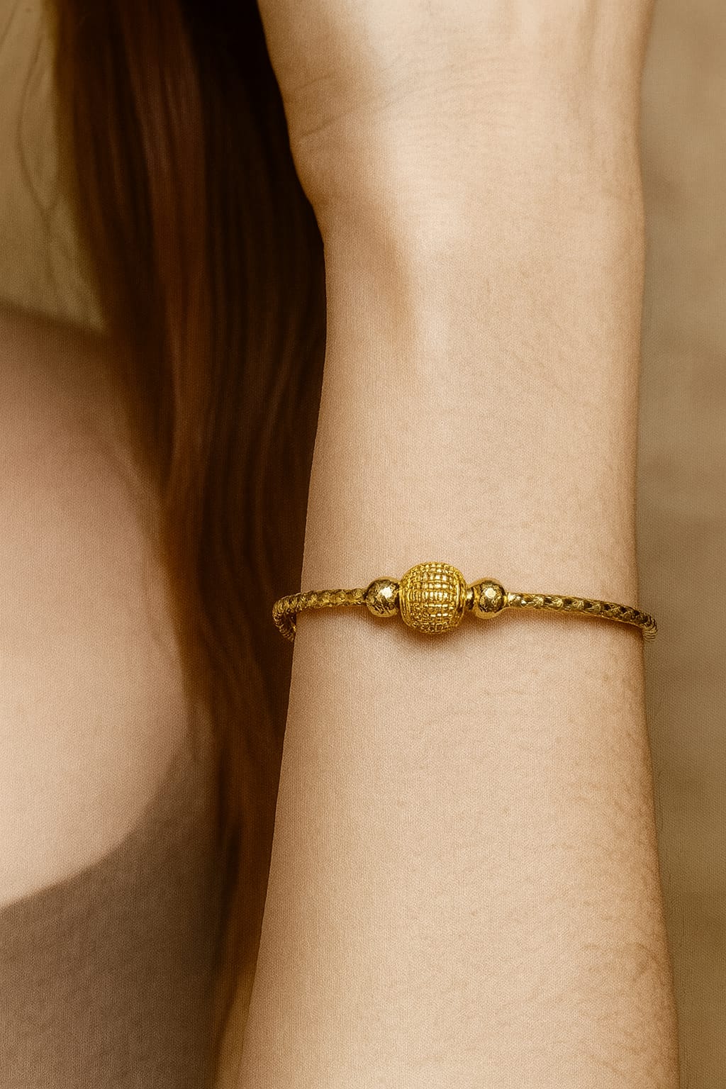 Gold Adjustable Ball Kara Bracelet-24(Golden)