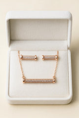 Zircon Locket Set-130 (Cylindrical Bar) (Rose Gold)