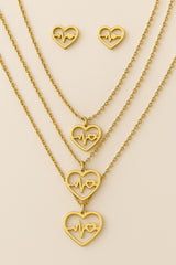 Three Layer Stainless Steel Locket Set-05 (Heartbeat) (Golden)