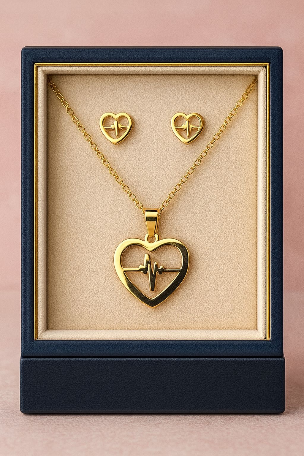 Stainless Steel Locket set-42 (Heartbeat) (Golden)