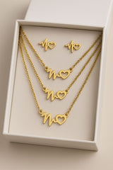 Three Layer Stainless Steel Locket Set-04 (Heartbeat) (Golden)