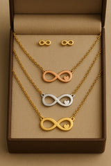 Three Layer Stainless Steel Locket Set-03 (Infinity Heart) (Silver/Golden)