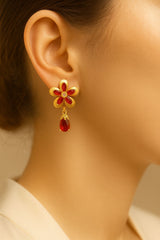 Zircon Star Earring-140 (Maroon)