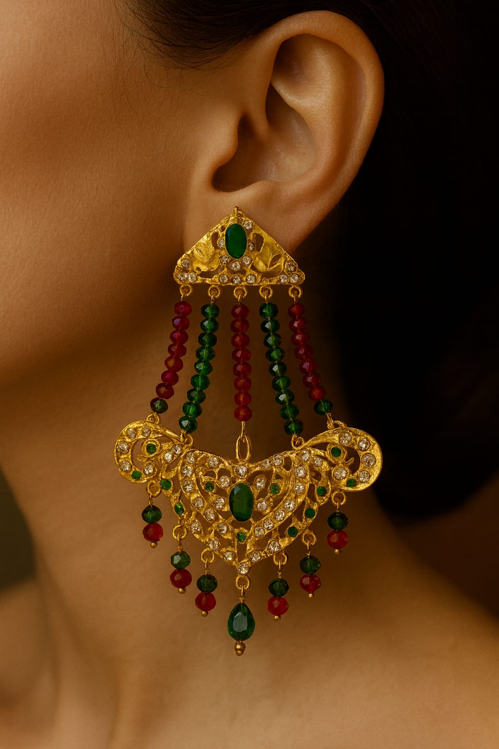 Gold Plated Hyderabadi Earring-01 (Multi)