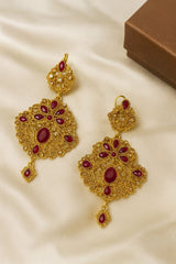 Gold Plated Earring-03 (Maroon)
