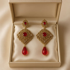 Gold Plated Earring-06 (RED)