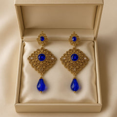 Gold Plated Earring-06 (Blue)