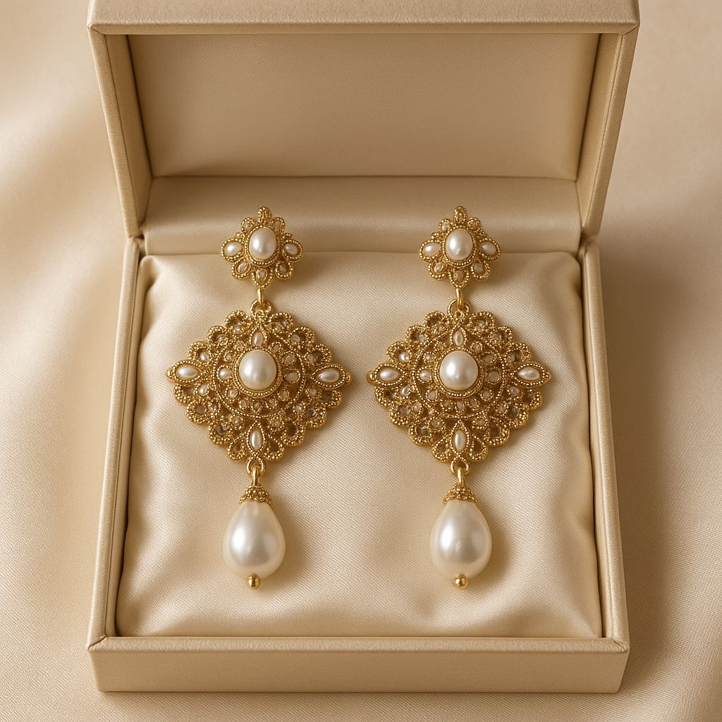 Gold Plated Earring-05 (Pearl)