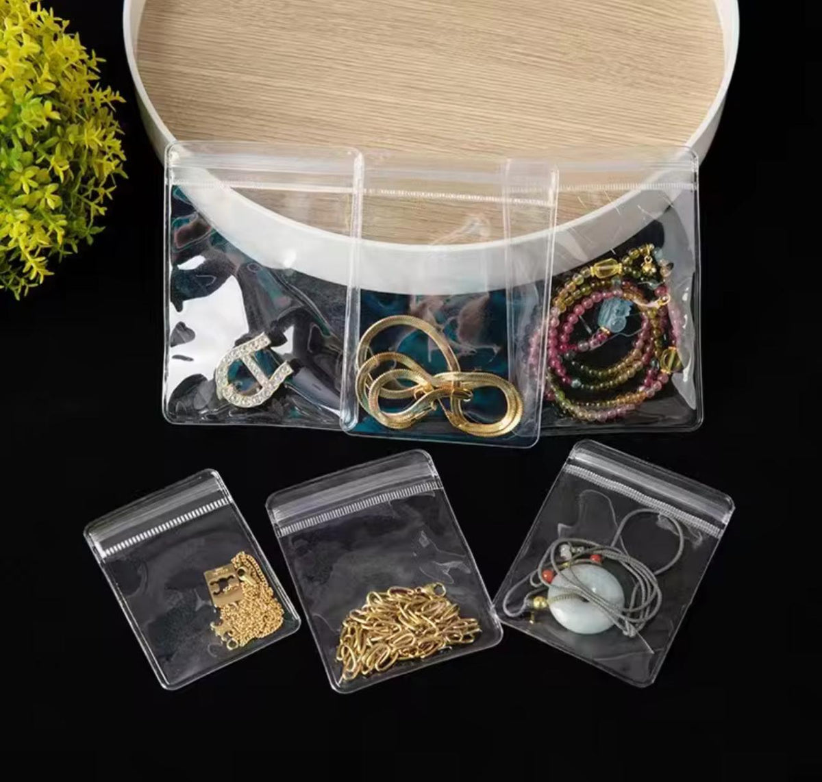 Pack of 5 PVC Clear Jewelry Anti Oxidation Zipper Bag Antitarnish Plastic Bags for Packaging Jewelry Rings Earrings Transparent Poly Pouch
