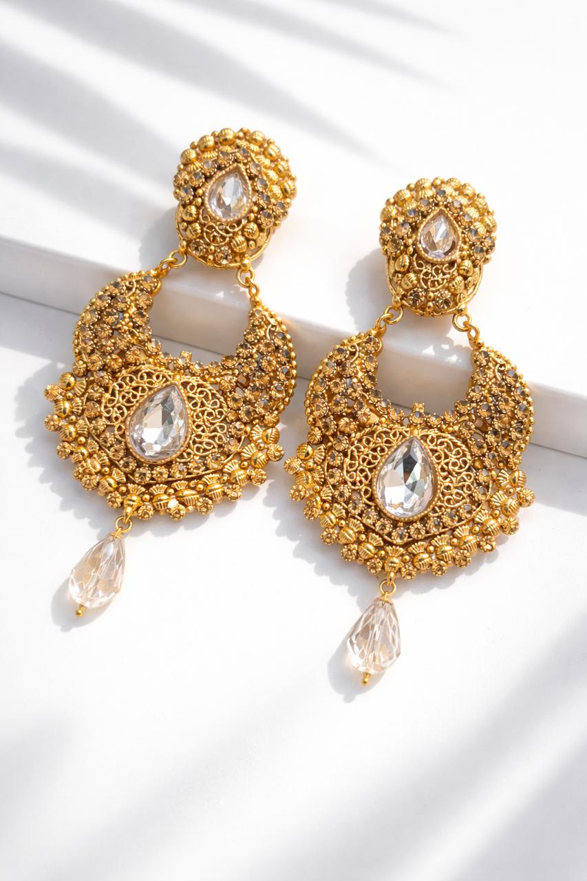 Gold Plated Earring-28 (White)